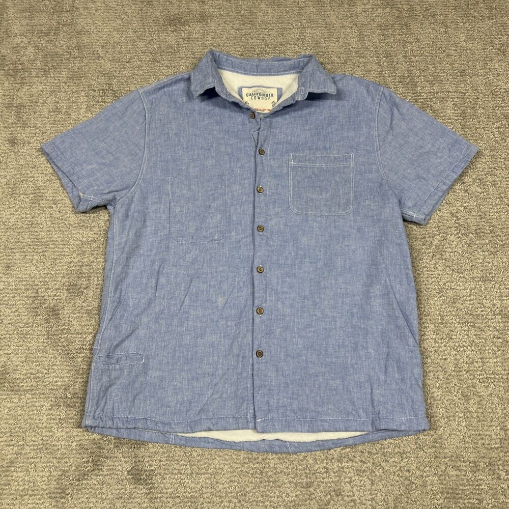 California Cowboy Shirt Mens Medium High Water Button Down Towel Fleece Lined
